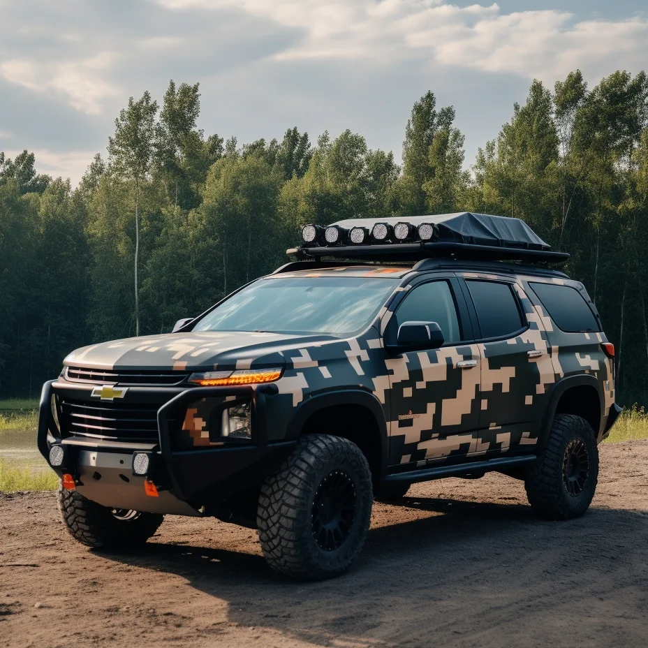 Chevrolet Green Camo Custom Car Vinyl Wrap