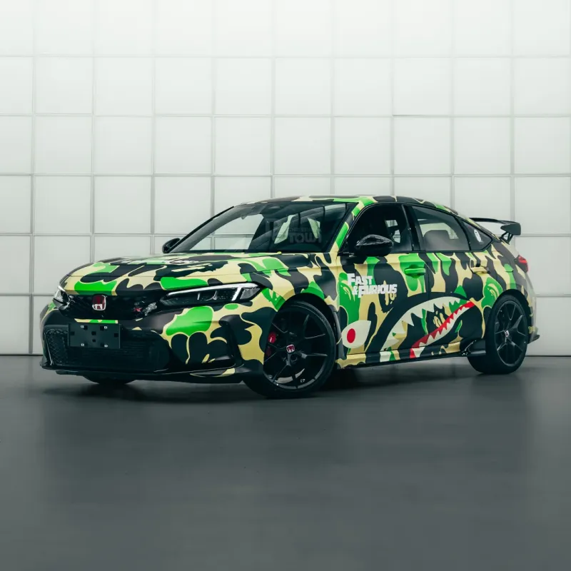 Honda Green Camo Custom Car Vinyl Wrap