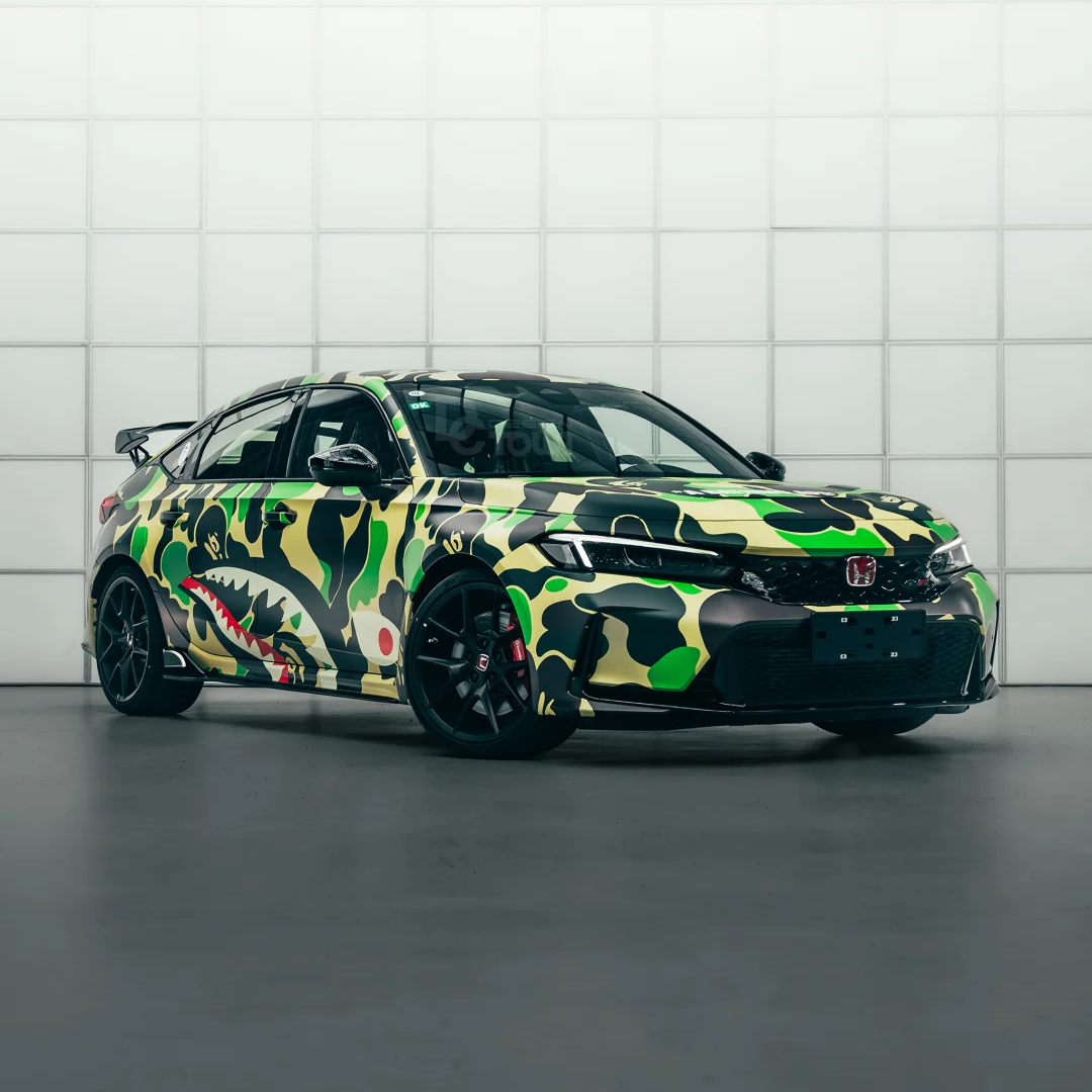 Honda Green Camo Custom Car Vinyl Wrap