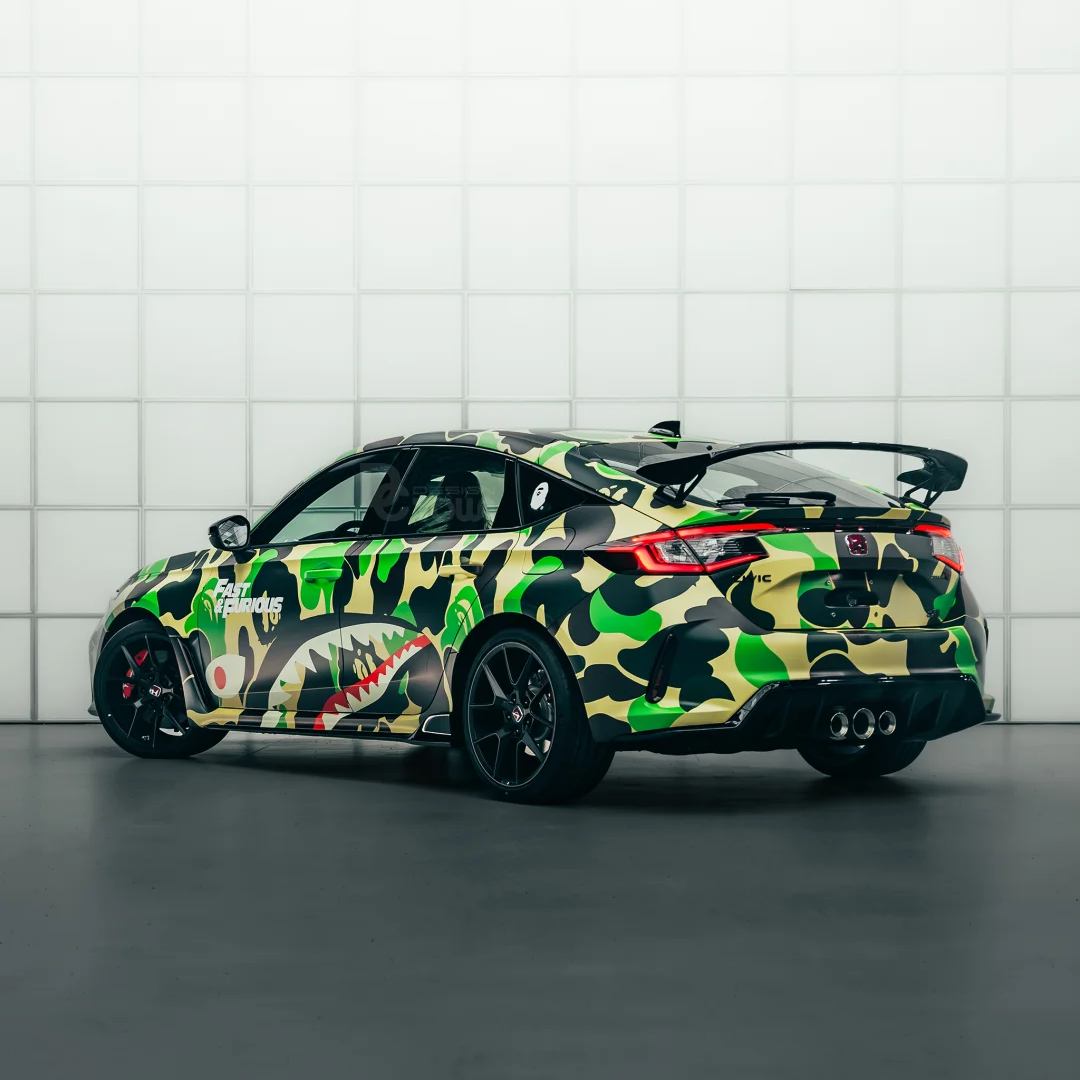 Honda Green Camo Custom Car Vinyl Wrap