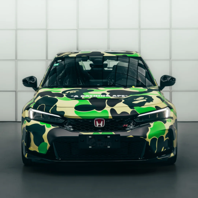 Honda Green Camo Custom Car Vinyl Wrap 01