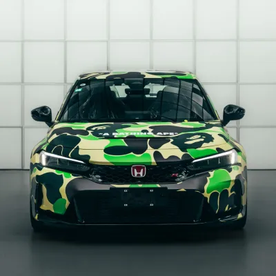 Honda Green Camo Custom Car Vinyl Wrap 01