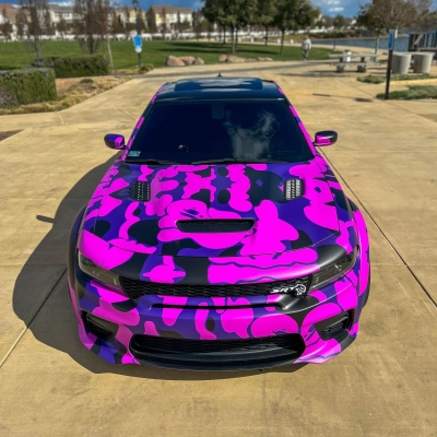 Hellcat Purple Camo Custom Car Vinyl Wrap 01