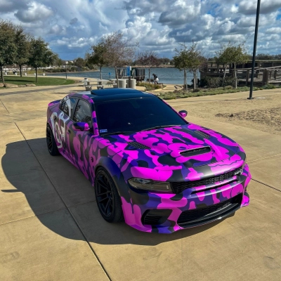Hellcat Purple Camo Custom Car Vinyl Wrap 02