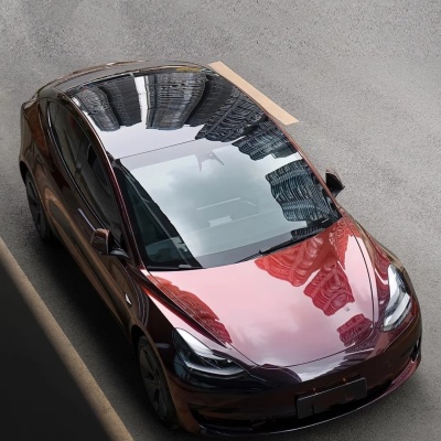 PET Gloss Shifting Red to Black Car Vinyl Wrap 01