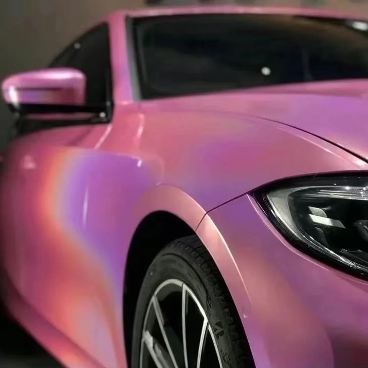 Rainbow Holographic Pink Car Vinyl Wrap