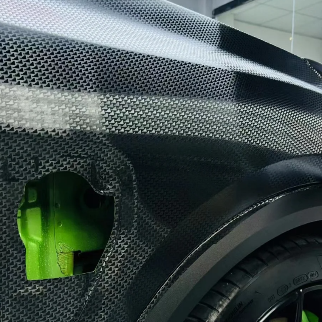 PET Aircraft Black Carbon Fiber Car Vinyl Wrap