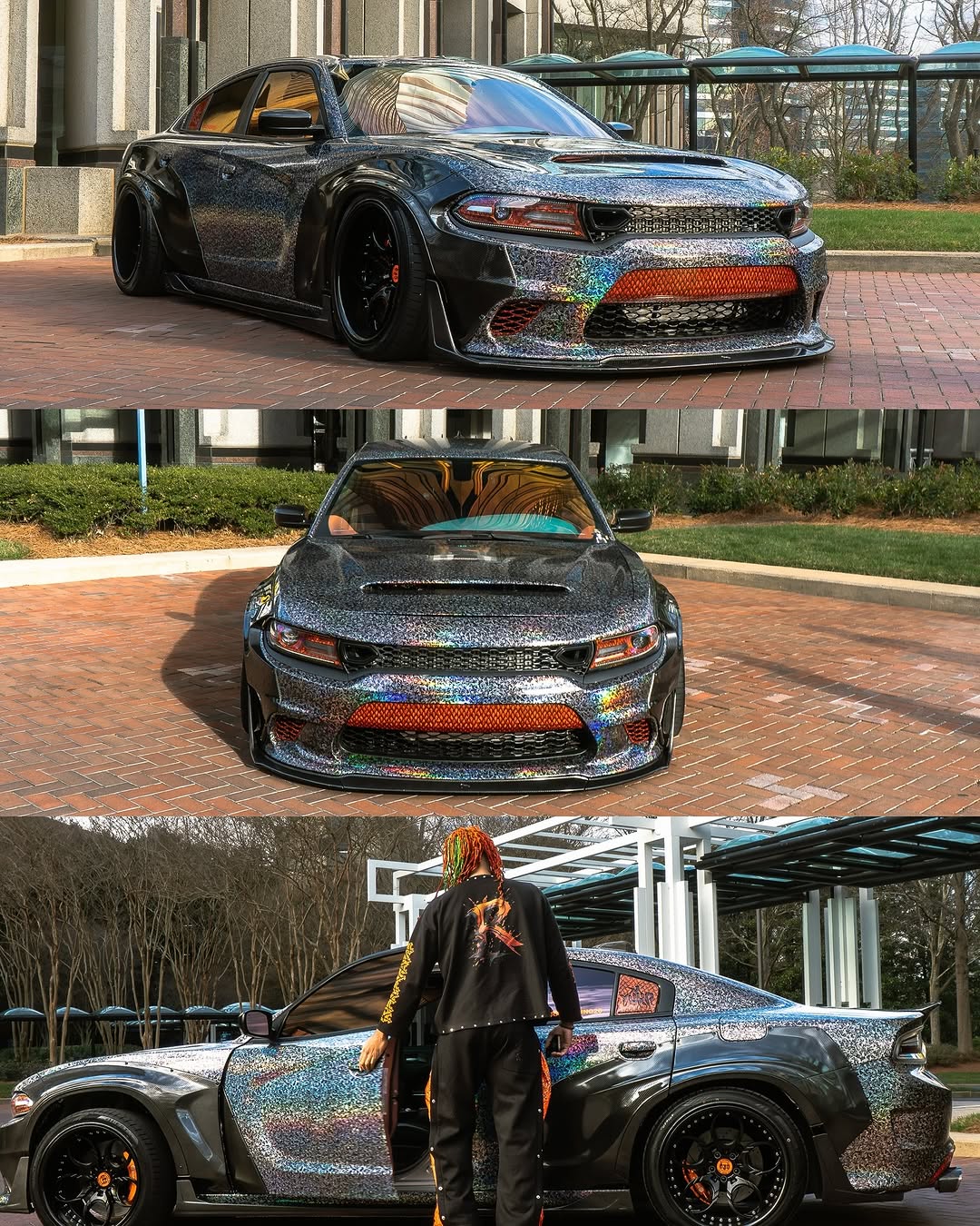 Matte Rainbow Flower Carbon Car Vinyl  Wrap