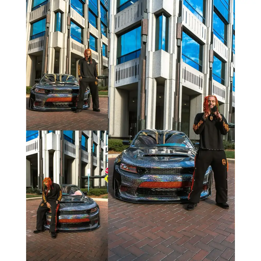Matte Rainbow Flower Carbon Car Vinyl  Wrap