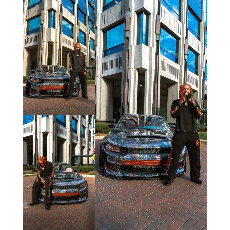 Matte Rainbow Flower Carbon Car Vinyl  Wrap