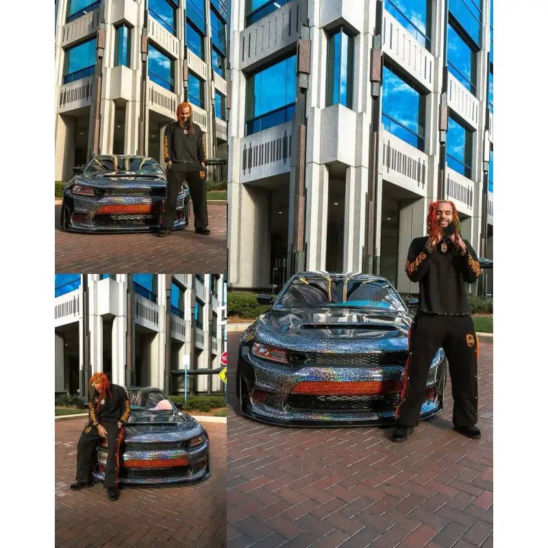 Matte Rainbow Flower Carbon Car Vinyl  Wrap