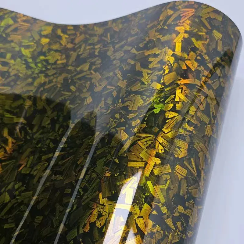Super Gloss Black Gold Carbon Car Vinyl  Wrap