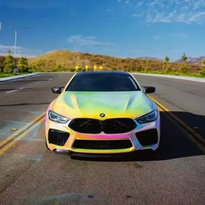 Rainbow Laser Electroplated Pink Car Vinyl Wrap 01