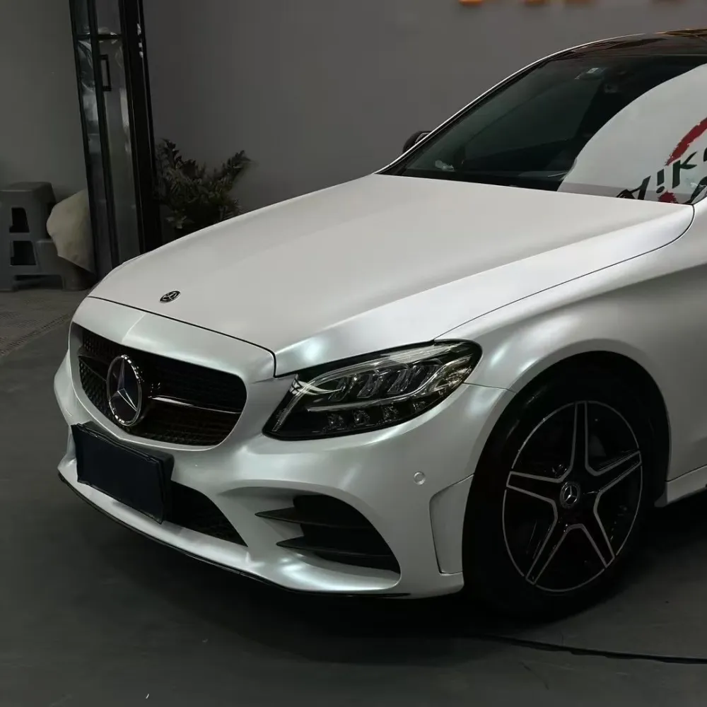 PET Pure Metal White Car Vinyl Wrap