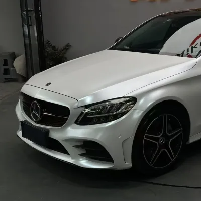 PET Pure Metal White Car Vinyl Wrap 02