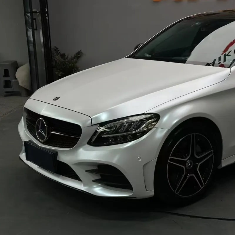 PET Pure Metal White Car Vinyl Wrap