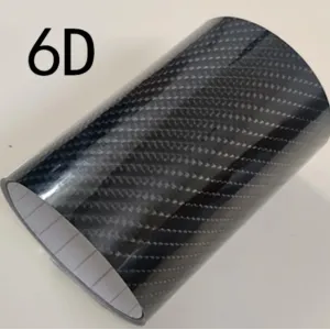 6D Super Gloss Emulational Carbon Fiber Black Car Vinyl Wrap 