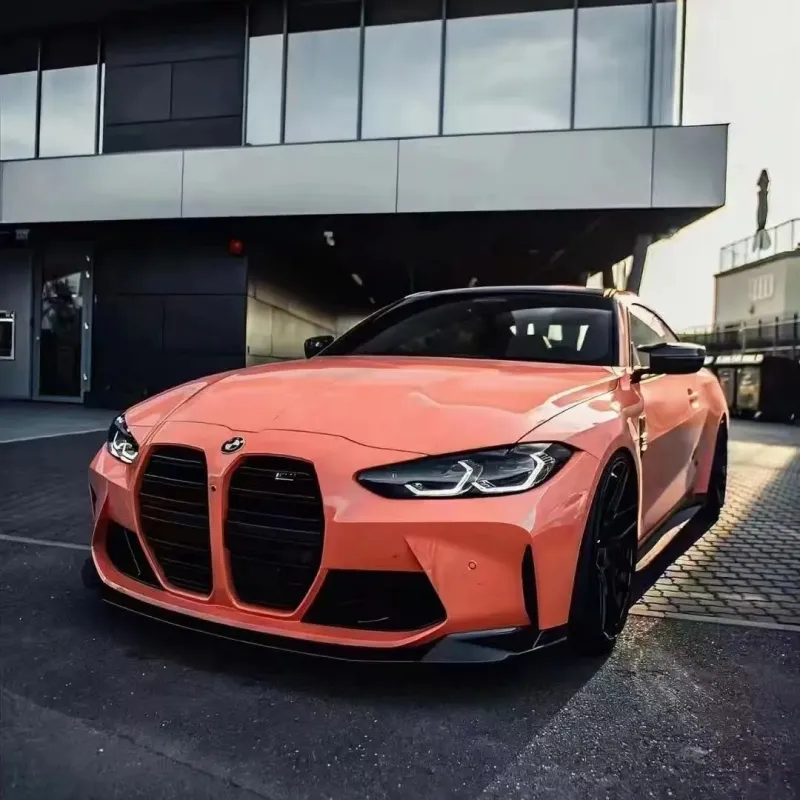 PET Gloss Coral Orange Car Vinyl Wrap