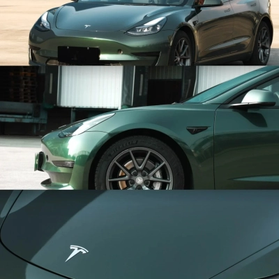 Gloss Metallic Gotland Green Car Vinyl Wrap 02