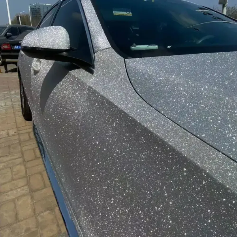 Super Glitter Silver Car Vinyl Wrap Car Vinyl Wrap