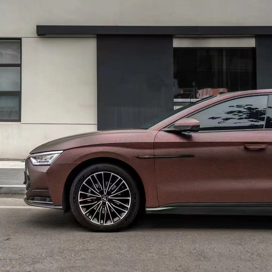 PET Matte Carbon Fiber Forging Red Vinyl Car Wrap