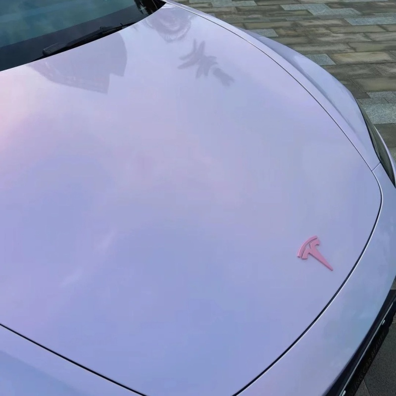  Gloss Metallic Pink to White Car Vinyl Wrap 