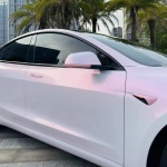  Gloss Metallic Pink to White Car Vinyl Wrap 
