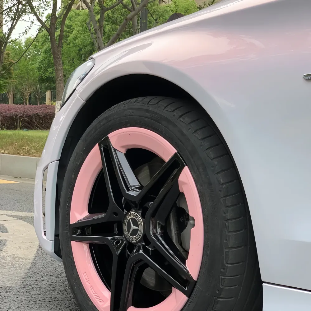  Gloss Metallic Pink to White Car Vinyl Wrap 