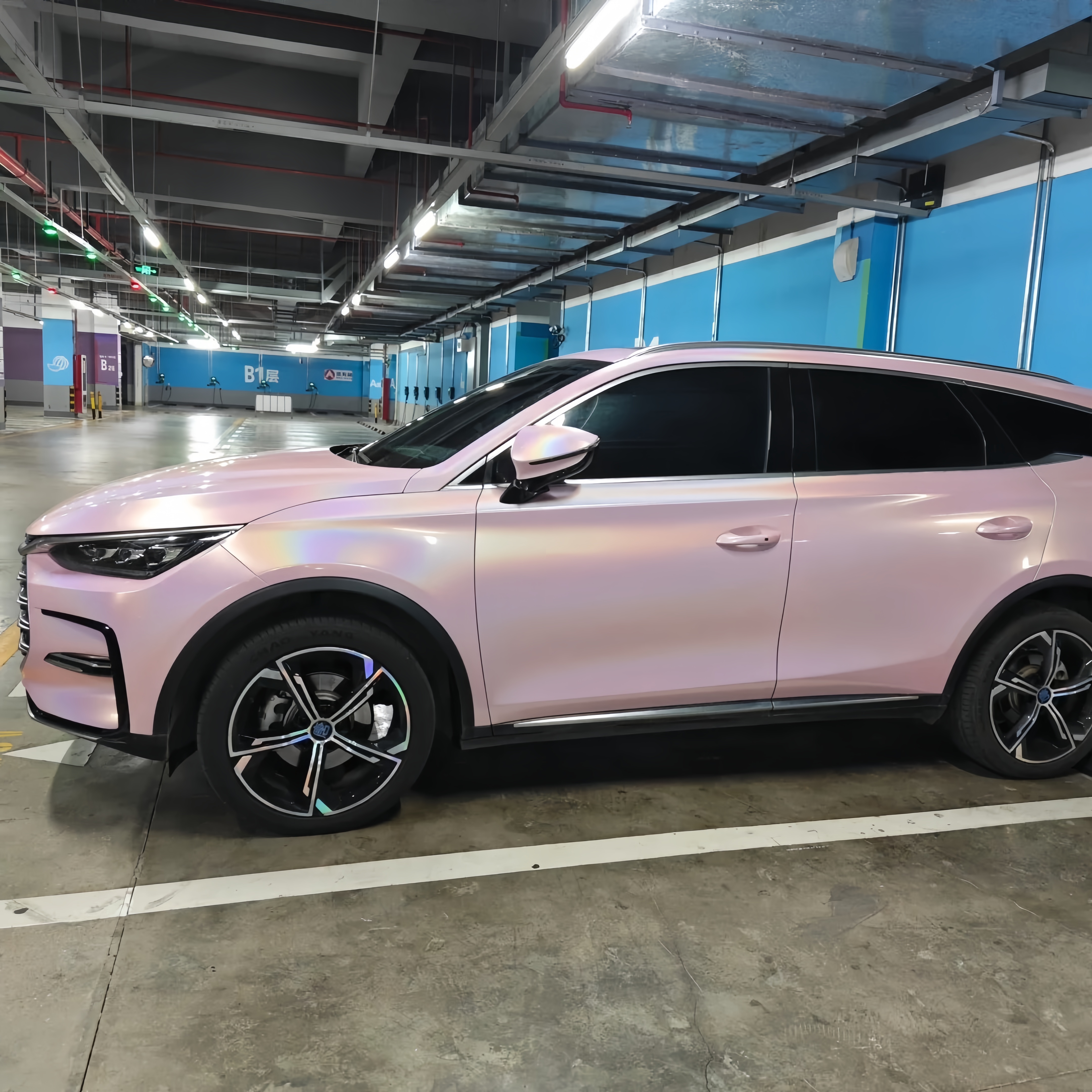 Glossy Laser Light Pink Car Vinyl Wrap