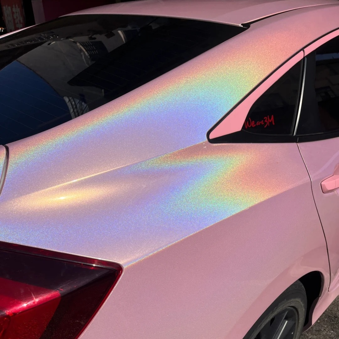 Glossy Laser Light Pink Car Vinyl Wrap