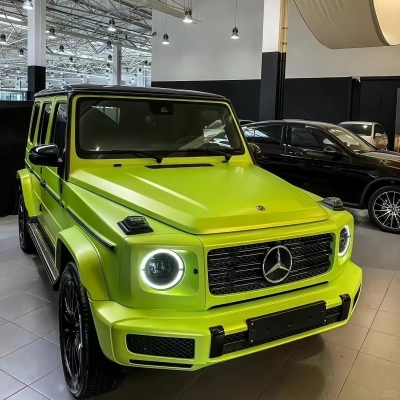 Pure Metal Lemon Green Car Vinyl Wrap 02