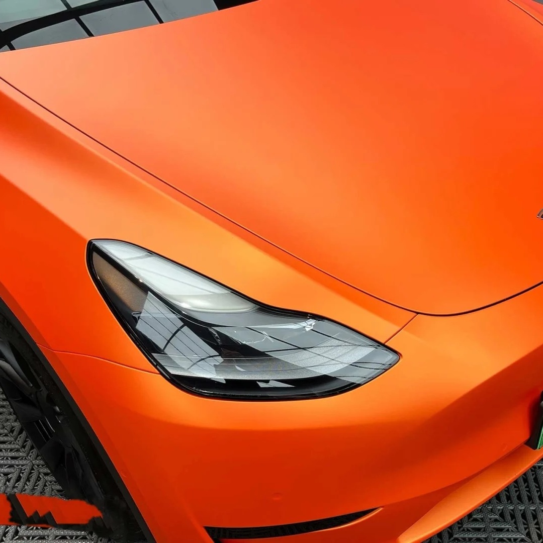 Matte Metallic Orange Car Vinyl Wrap