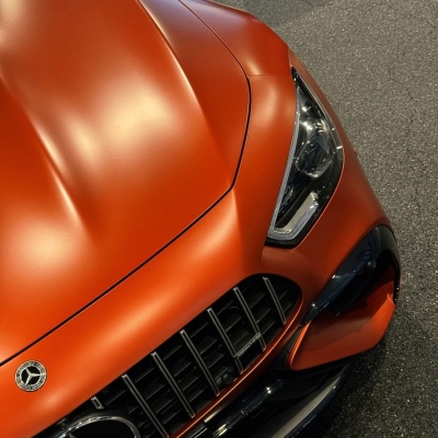 Matte Metallic Orange Car Vinyl Wrap 02
