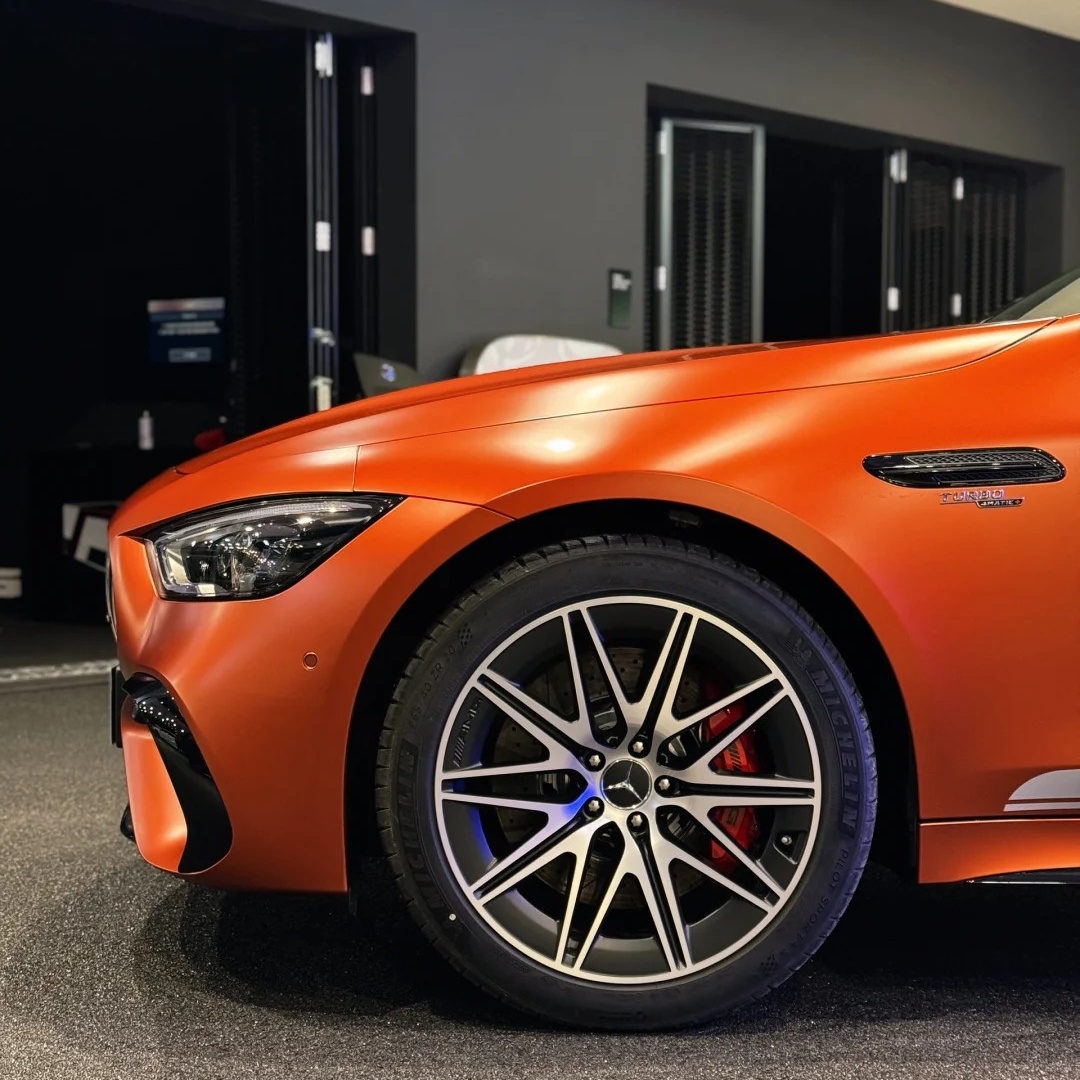 Matte Metallic Orange Car Vinyl Wrap
