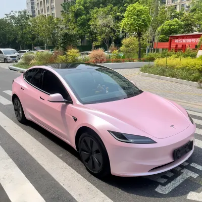 Matte Pure Metal Cherry Pink Car Vinyl Wrap 02