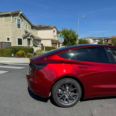 Gloss Metallic Cherry Red Car Vinyl Wrap 02