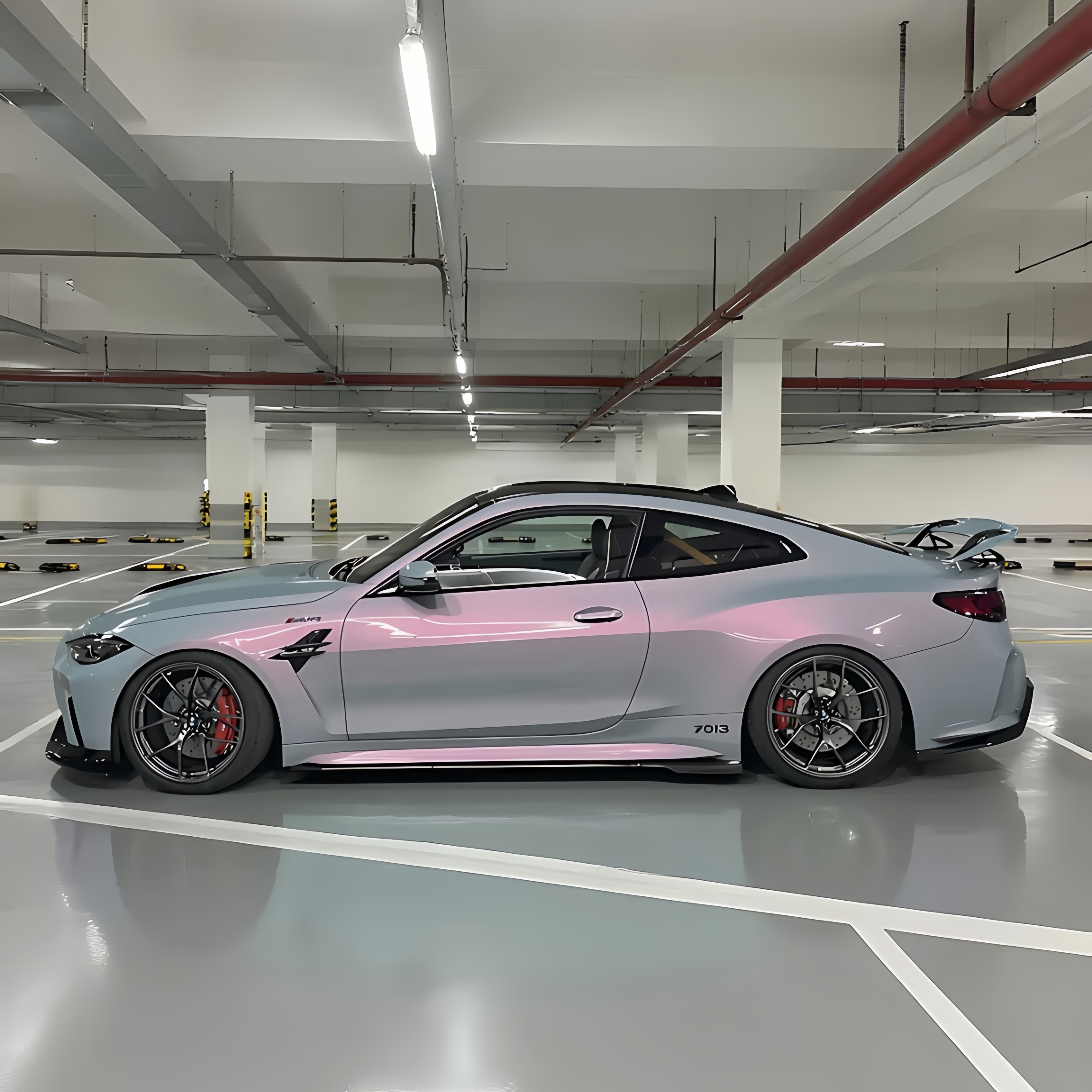 Gloss Metallic Twin Candy Gray Red Car Vinyl Wrap