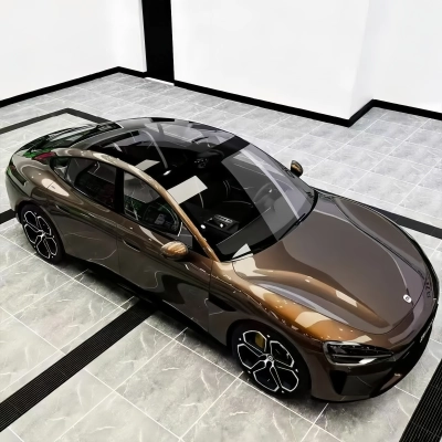 Gloss Metallic Porsche Terra Brown Car Vinyl Wrap 02