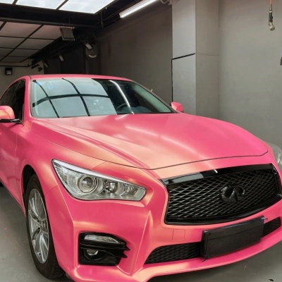 Matte Diamond Gold Pink Car Vinyl Wrap 02