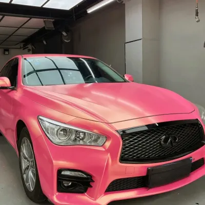 Matte Diamond Gold Pink Car Vinyl Wrap 02