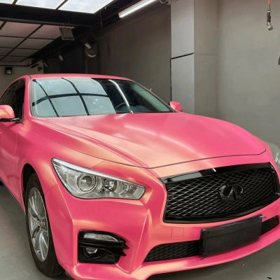 Matte Diamond Gold Pink Car Vinyl Wrap 02