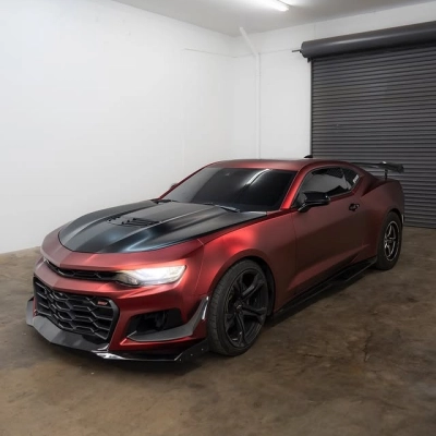 PET Benz Matte Metallic Romance Red Car Vinyl Wrap 01