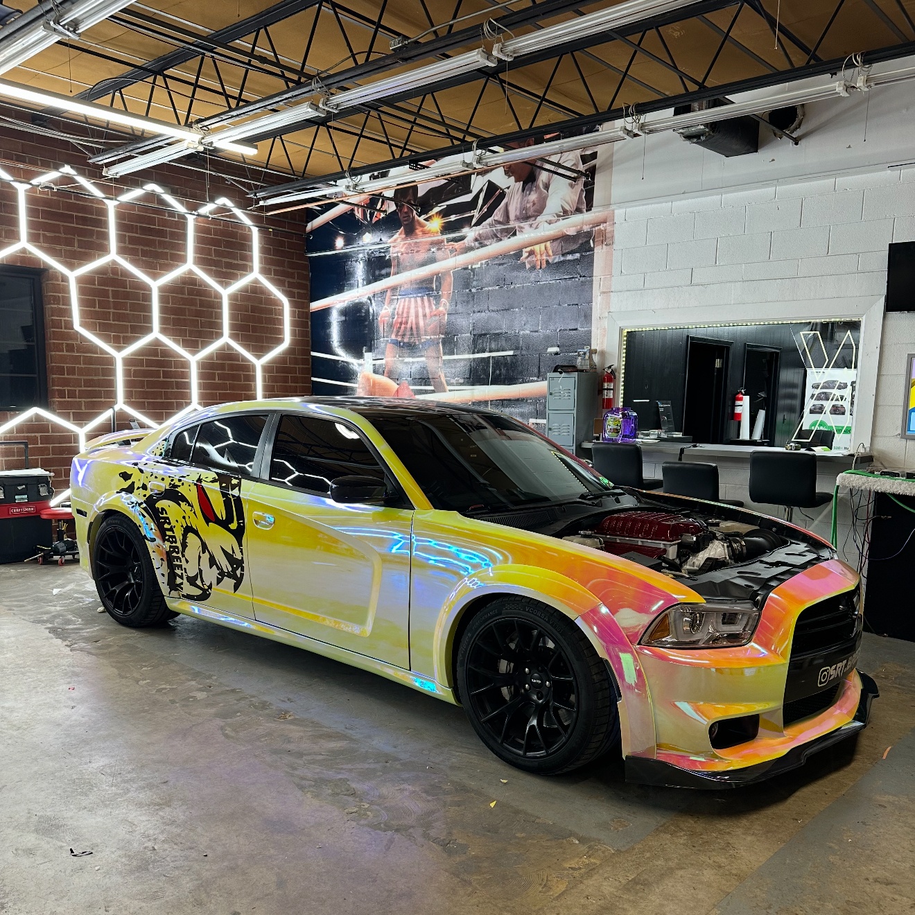 PET Gloss Rainbow Chrome Holographic Pink Car Vinyl Wrap