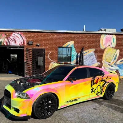 PET Gloss Rainbow Chrome Holographic Pink Car Vinyl Wrap 01