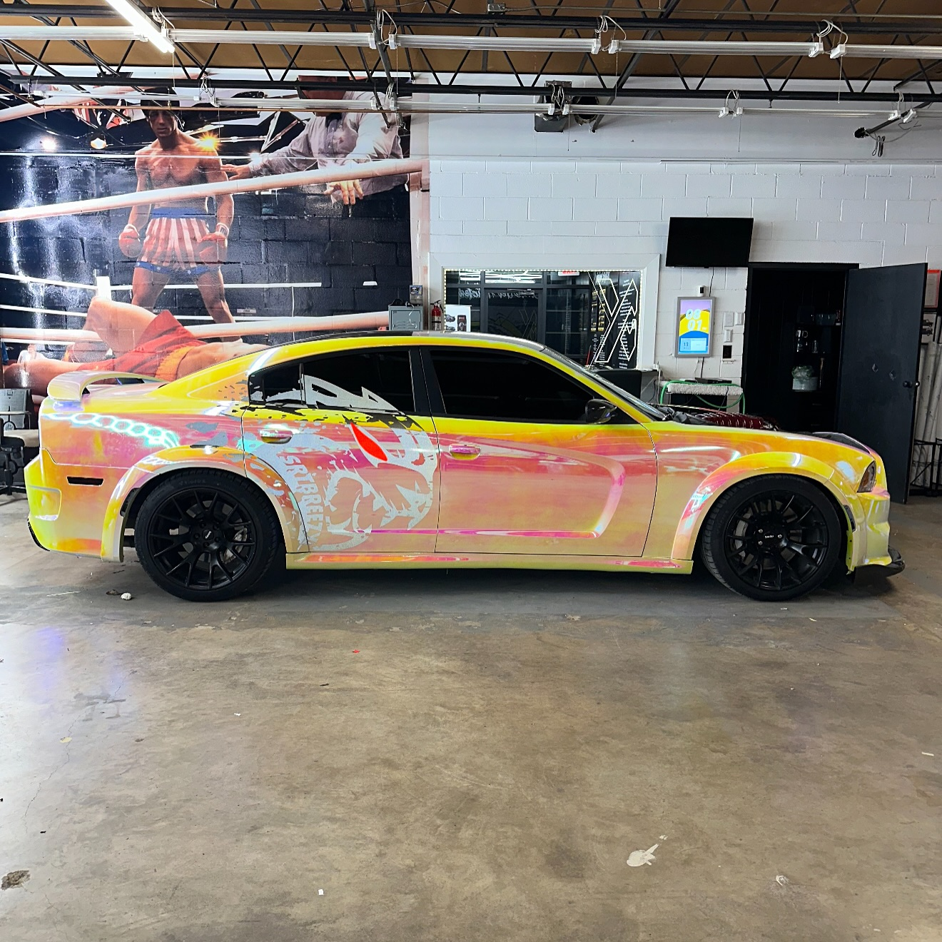 PET Gloss Rainbow Chrome Holographic Pink Car Vinyl Wrap