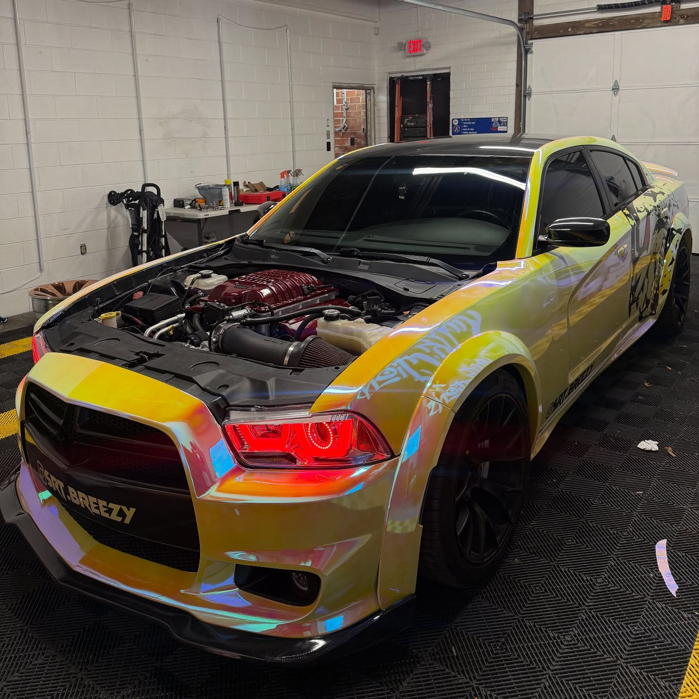 PET Gloss Rainbow Chrome Holographic Pink Car Vinyl Wrap