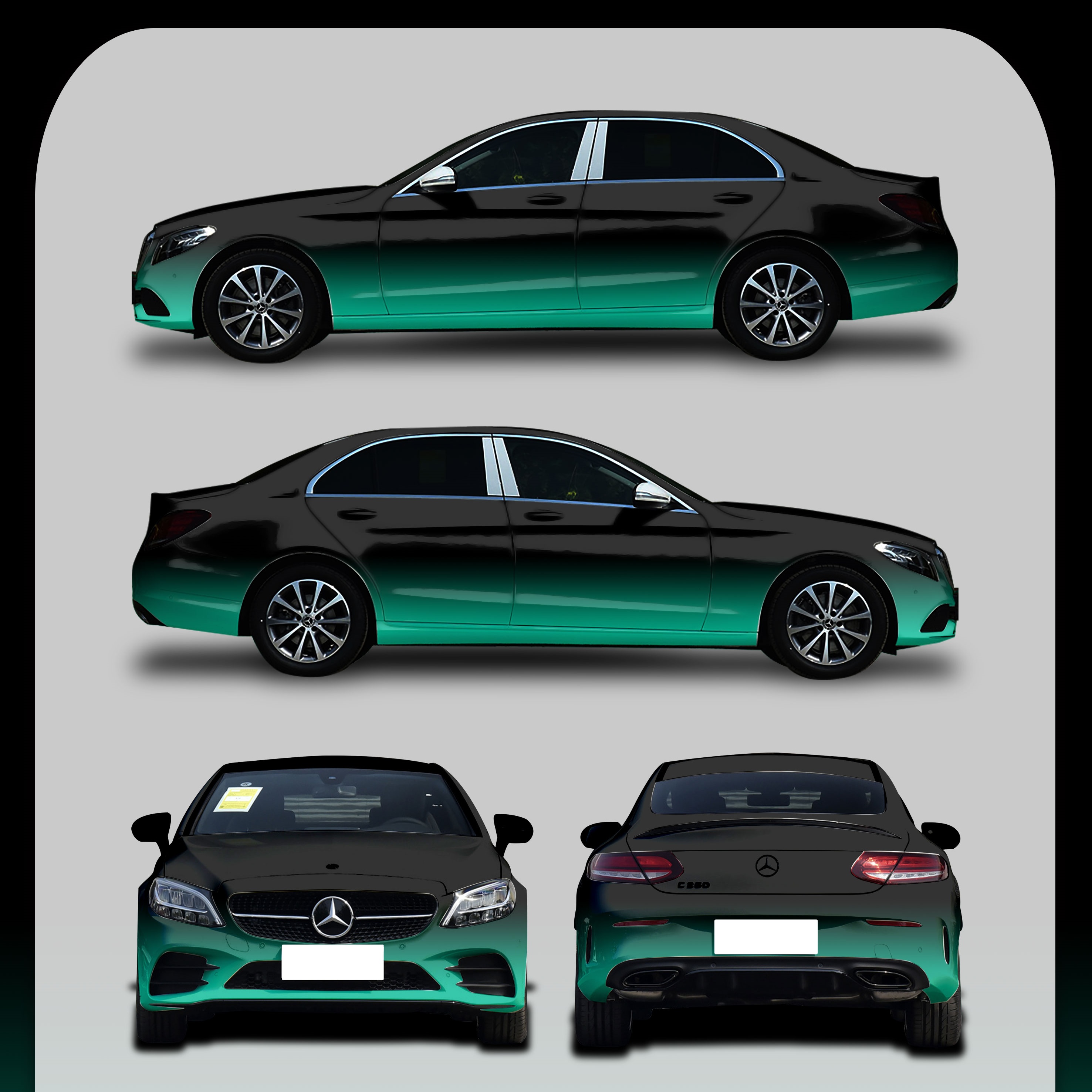  Green-Black Gradient Customized Car Vinyl Wrap
