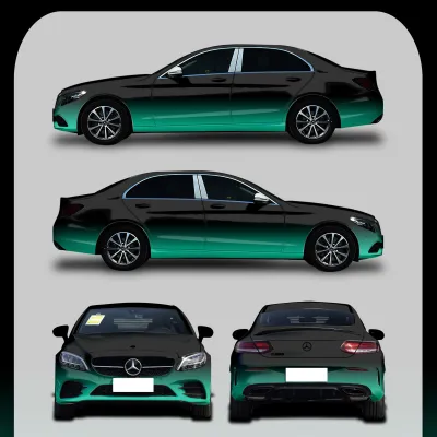  Green-Black Gradient Customized Car Vinyl Wrap 01