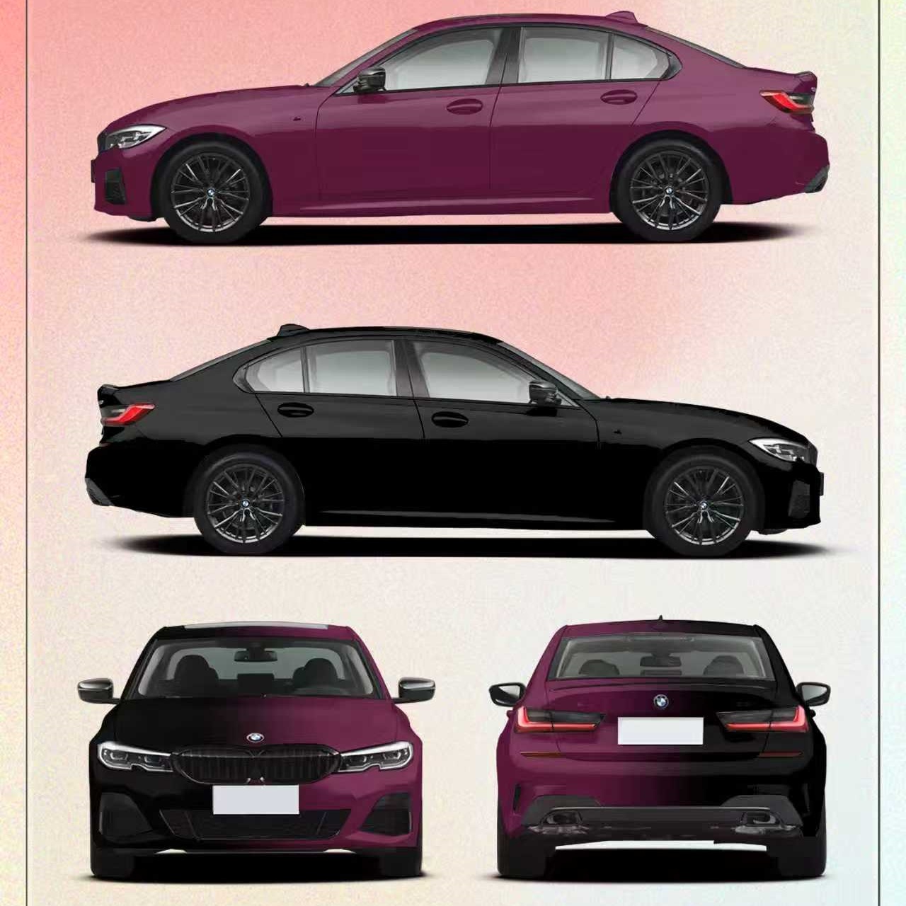 Berry Purple And Black Gradient Customized Car Vinyl Wrap