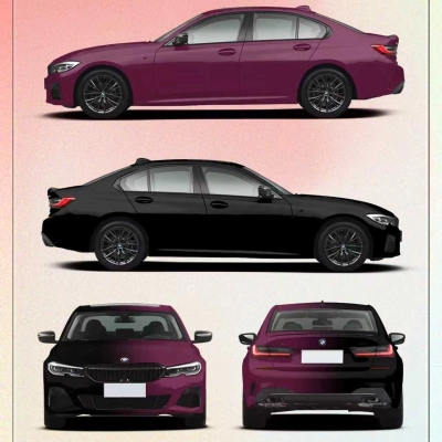 Berry Purple And Black Gradient Customized Car Vinyl Wrap 01